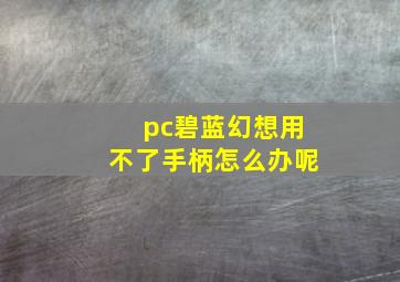 pc碧蓝幻想用不了手柄怎么办呢