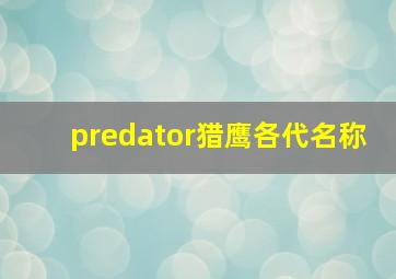 predator猎鹰各代名称