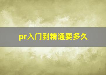 pr入门到精通要多久