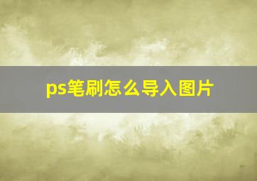 ps笔刷怎么导入图片