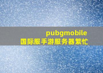 pubgmobile国际服手游服务器繁忙