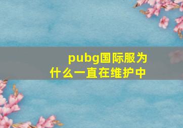 pubg国际服为什么一直在维护中