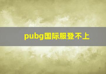 pubg国际服登不上