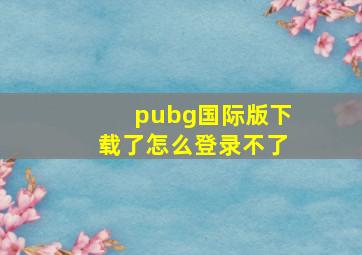 pubg国际版下载了怎么登录不了