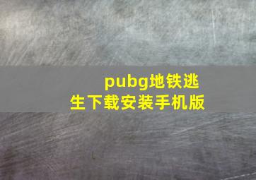 pubg地铁逃生下载安装手机版