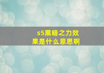 s5黑暗之力效果是什么意思啊