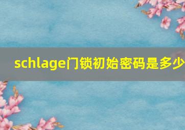 schlage门锁初始密码是多少