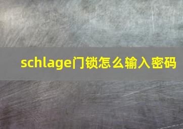 schlage门锁怎么输入密码