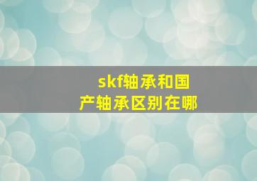 skf轴承和国产轴承区别在哪