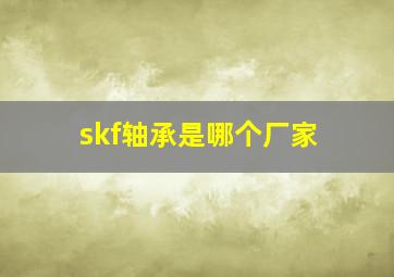 skf轴承是哪个厂家