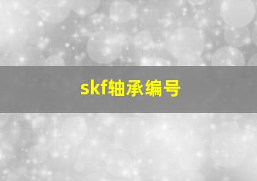 skf轴承编号