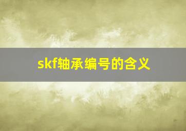 skf轴承编号的含义