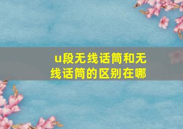 u段无线话筒和无线话筒的区别在哪