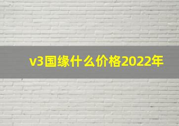 v3国缘什么价格2022年