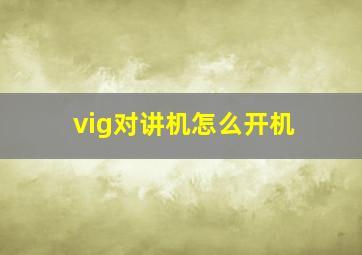 vig对讲机怎么开机