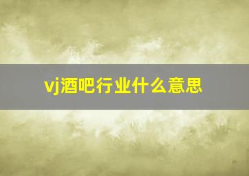 vj酒吧行业什么意思