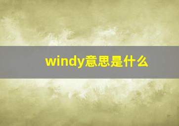 windy意思是什么