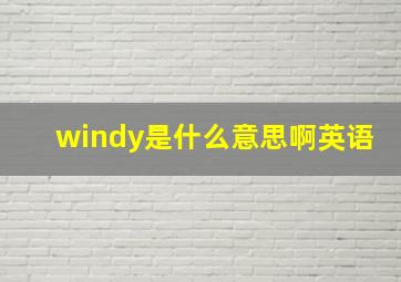 windy是什么意思啊英语