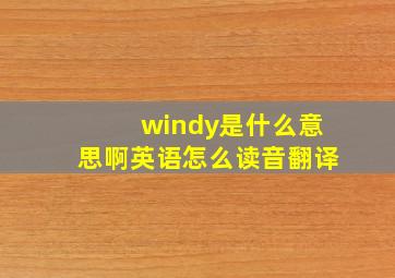 windy是什么意思啊英语怎么读音翻译