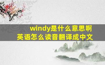 windy是什么意思啊英语怎么读音翻译成中文