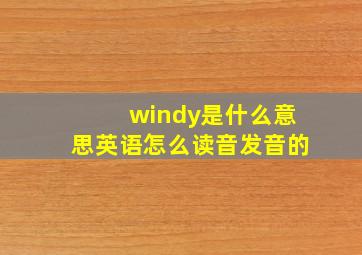 windy是什么意思英语怎么读音发音的