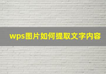 wps图片如何提取文字内容