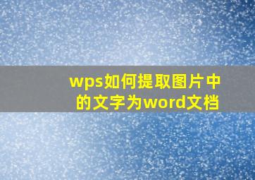 wps如何提取图片中的文字为word文档