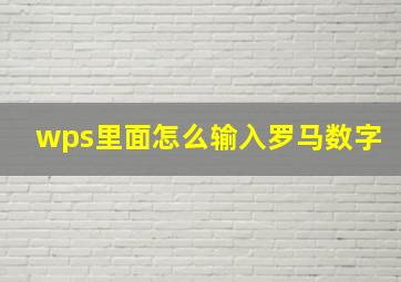 wps里面怎么输入罗马数字