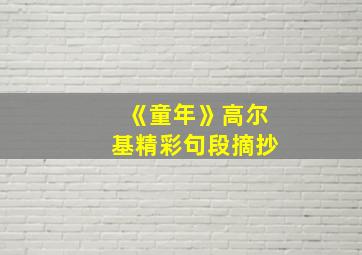 《童年》高尔基精彩句段摘抄