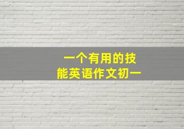 一个有用的技能英语作文初一