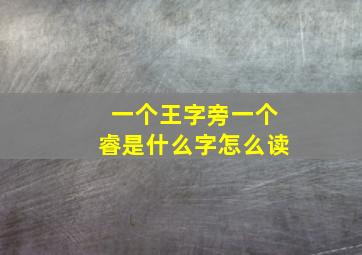 一个王字旁一个睿是什么字怎么读