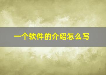 一个软件的介绍怎么写