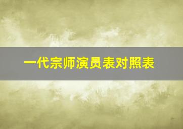 一代宗师演员表对照表