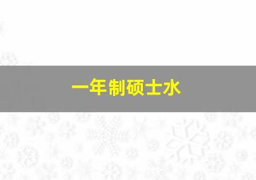 一年制硕士水