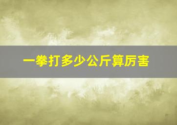 一拳打多少公斤算厉害