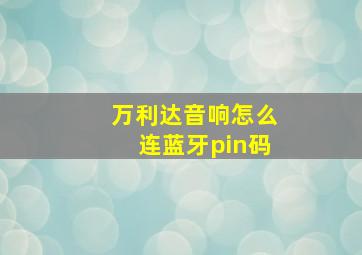 万利达音响怎么连蓝牙pin码