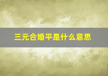 三元合婚平是什么意思