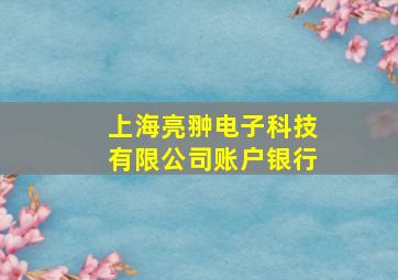 上海亮翀电子科技有限公司账户银行