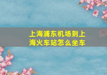 上海浦东机场到上海火车站怎么坐车