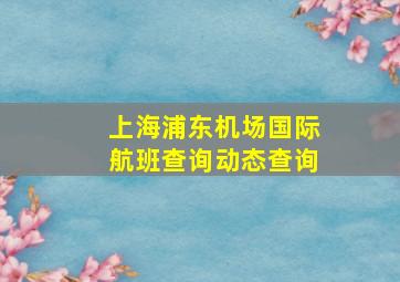 上海浦东机场国际航班查询动态查询