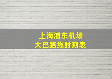 上海浦东机场大巴路线时刻表