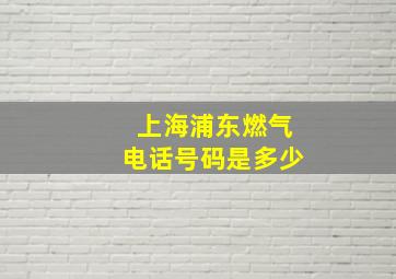 上海浦东燃气电话号码是多少