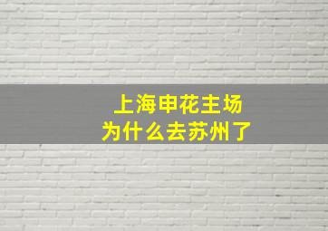 上海申花主场为什么去苏州了