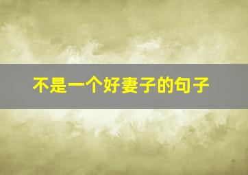 不是一个好妻子的句子