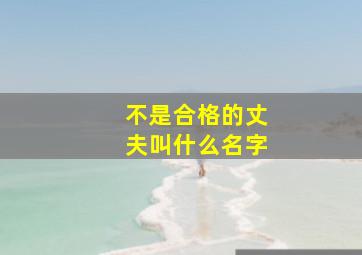 不是合格的丈夫叫什么名字