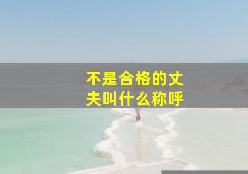 不是合格的丈夫叫什么称呼