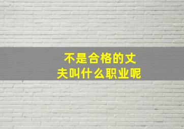 不是合格的丈夫叫什么职业呢