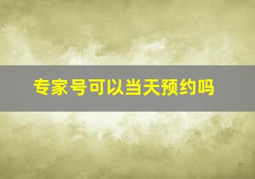 专家号可以当天预约吗