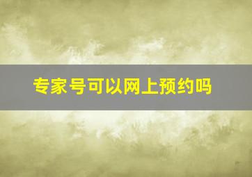 专家号可以网上预约吗