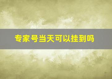 专家号当天可以挂到吗